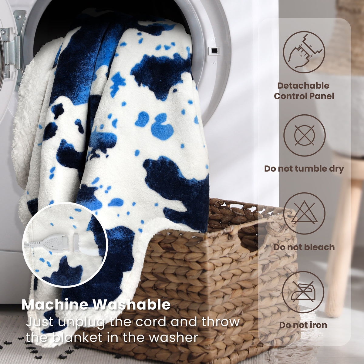 blunique - Cow Print Heated Queen Size
