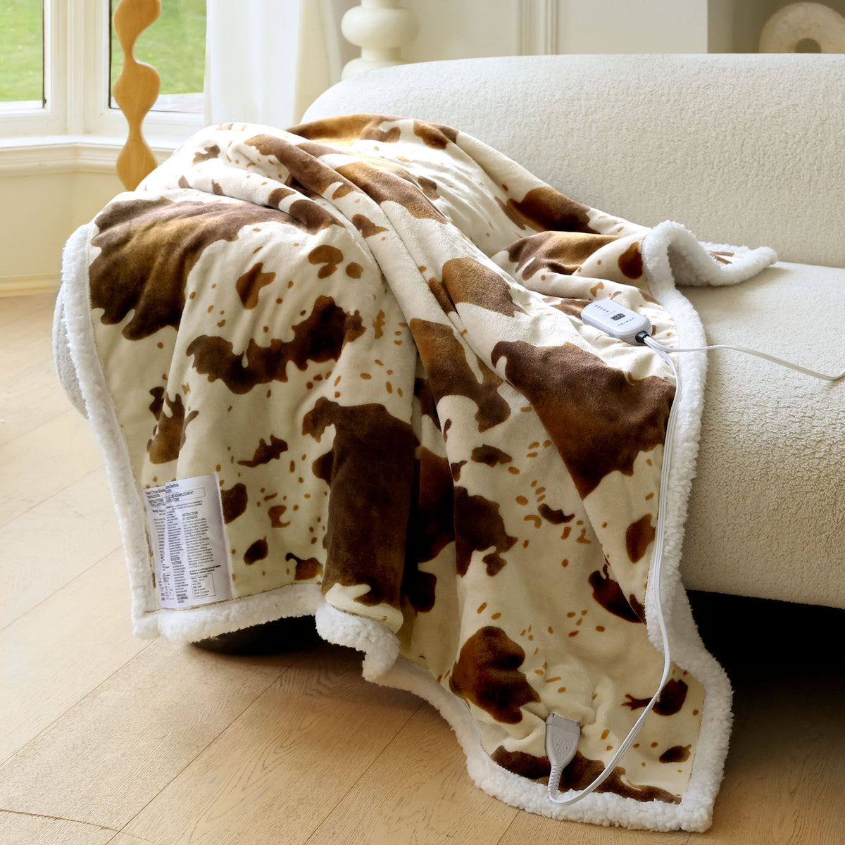 blunique - Cow Print Heated Throw Blanket 50x60inch