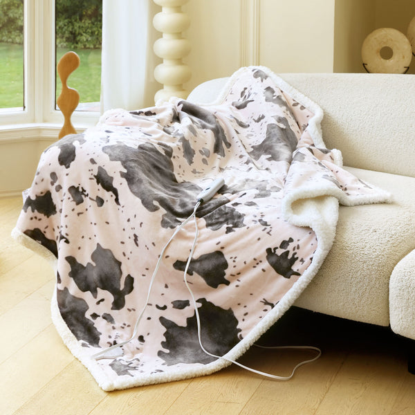 blunique - Cow Print Heated Throw  Size