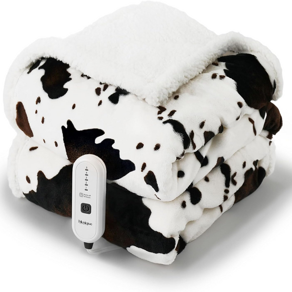 blunique - Cow Print Heated Throw Blanket 50x60inch