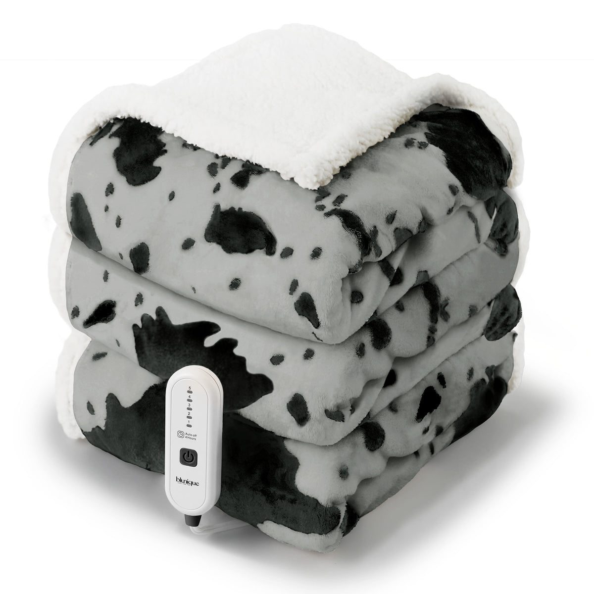 blunique - Cow Print Heated Throw Blanket 62x84inch