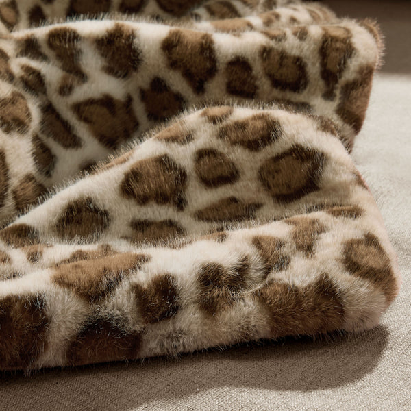 blunique Luxury Faux Fur Heated Blanket Electric Throw - Leopard Print 50''x60''