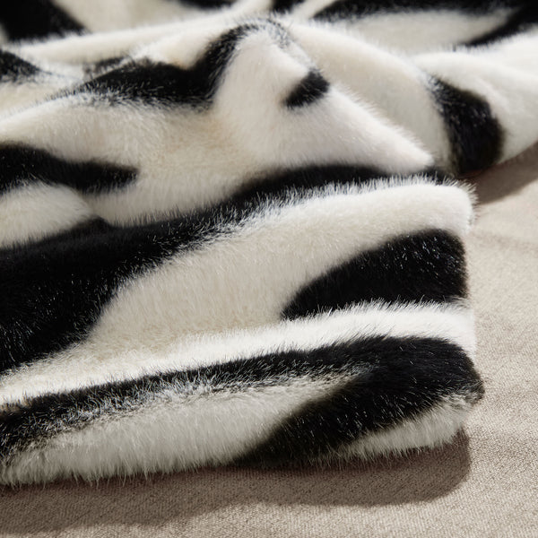 blunique Luxury Faux Fur Heated Blanket Electric Throw - Zebra Print 50''x60''