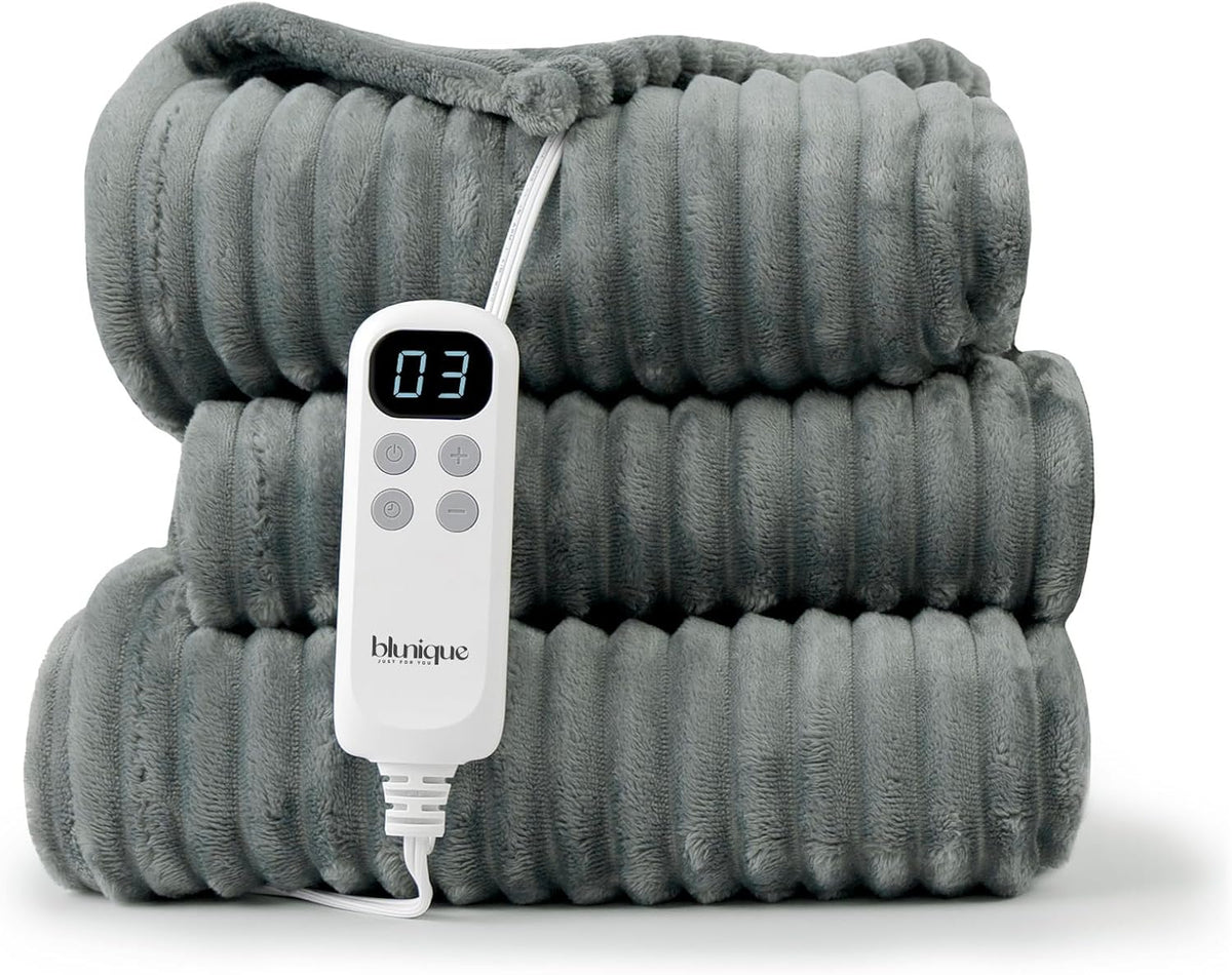 Heated Blanket Electric Throw Waffle, 50x60 Inches Sherpa Fleece Fast Heating Blanket 6 Heating Levels & 4 Hours Auto Off ETL Certification, Sage Green Throw