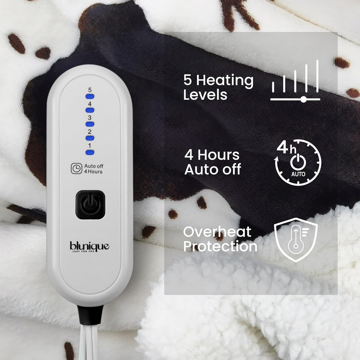 blunique - Cow Print Heated Throw Blanket 50x60inch