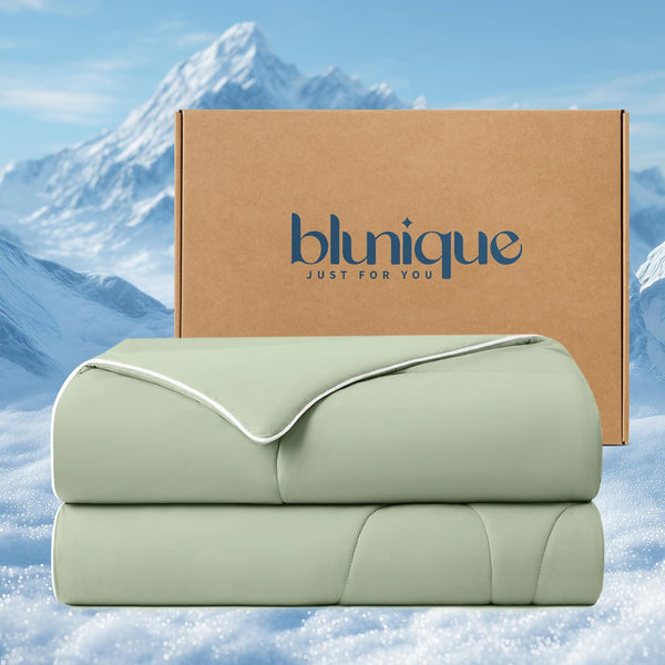 Cooling Comforter — Breathable Blanket for Hot Sleepers & Night Sweats, Q-Max>0.46 Technology, Lightweight Summer Bedding, Skin-Friendl