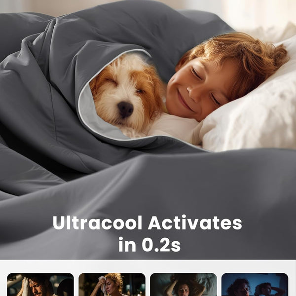 Cooling Comforter with Silicone Foam Filling Summer Ice Blanket for Hot Sleepers | All-Season Lightweight Breathable Beddi