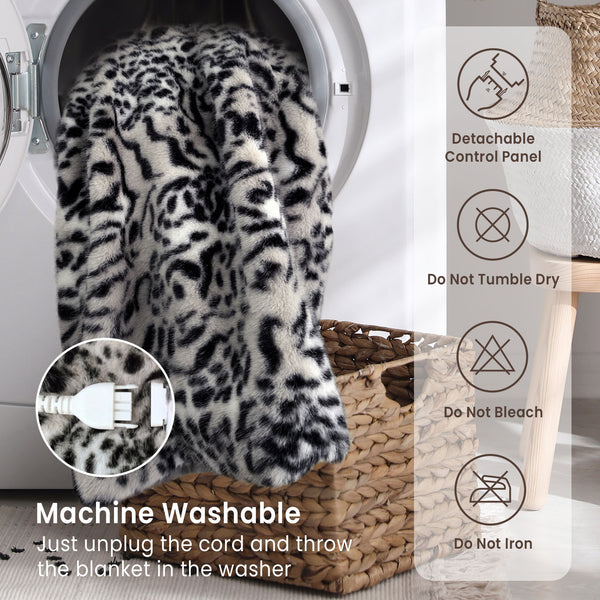 blunique Luxury Faux Fur Heated Blanket Electric Throw - Tiger  Print 50''x60''
