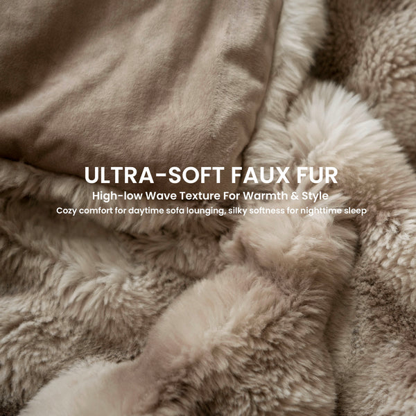 blunique - Faux Rabbit Fur Heated Blanket Electric Throw 50''x60''