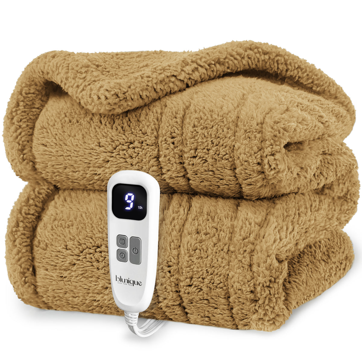 blunique -  Double Sided Cozy Sherpa - Fast Heated Blanket Electric Blanket