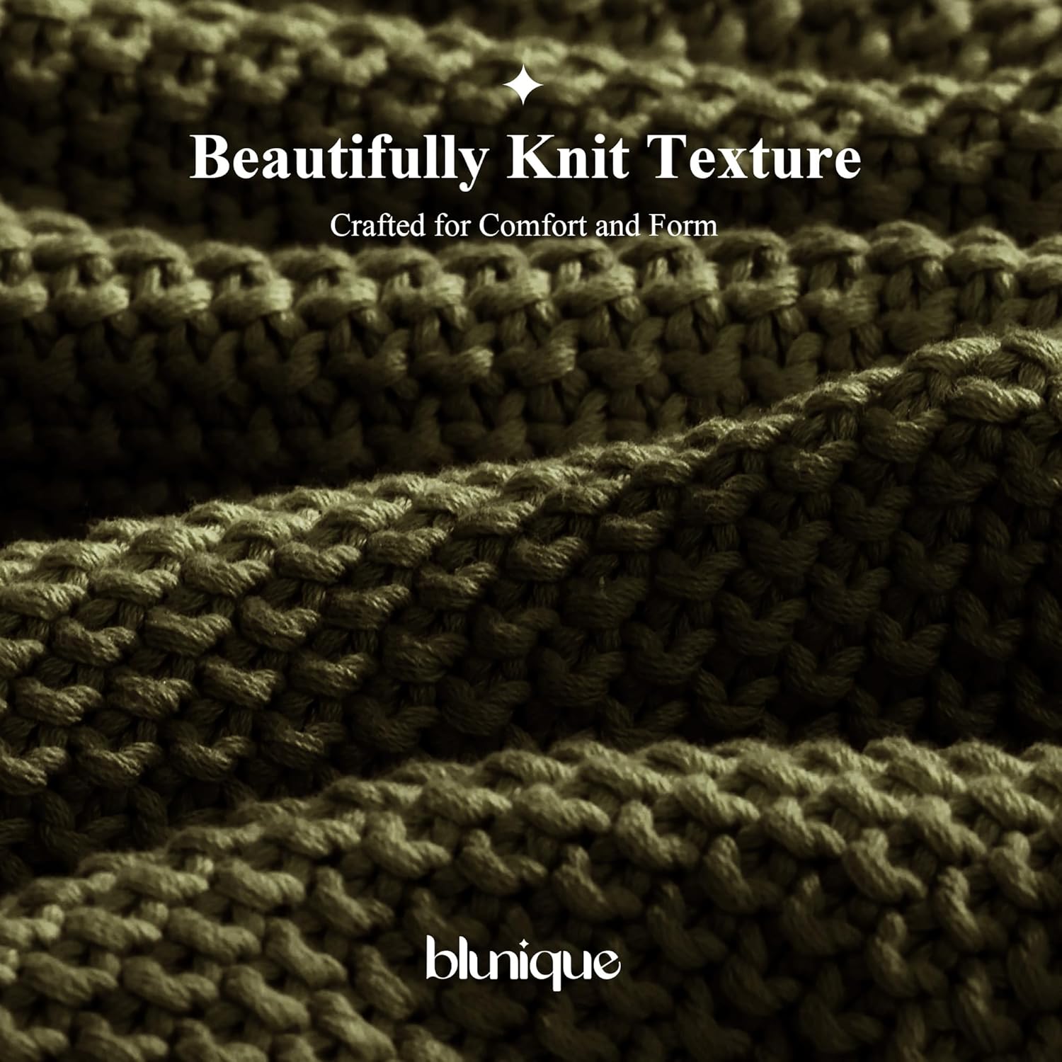 100% Cotton Cable Knit Throw Blanket, Lightweight Soft Knit Blanket for Sofa Couch Bed, Breathable All-Season Throw, Cozy Decorative Blanket, 50 x 60 Inch,Olive Green - blunique