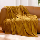 Fleece Throw Blanket for Couch Plush Warm Blankets for Bed, Fuzzy Cozy Flannel Blanket Throw for Sofa, Travel Jacquard Pattern Yellow 51x63 Inches - blunique