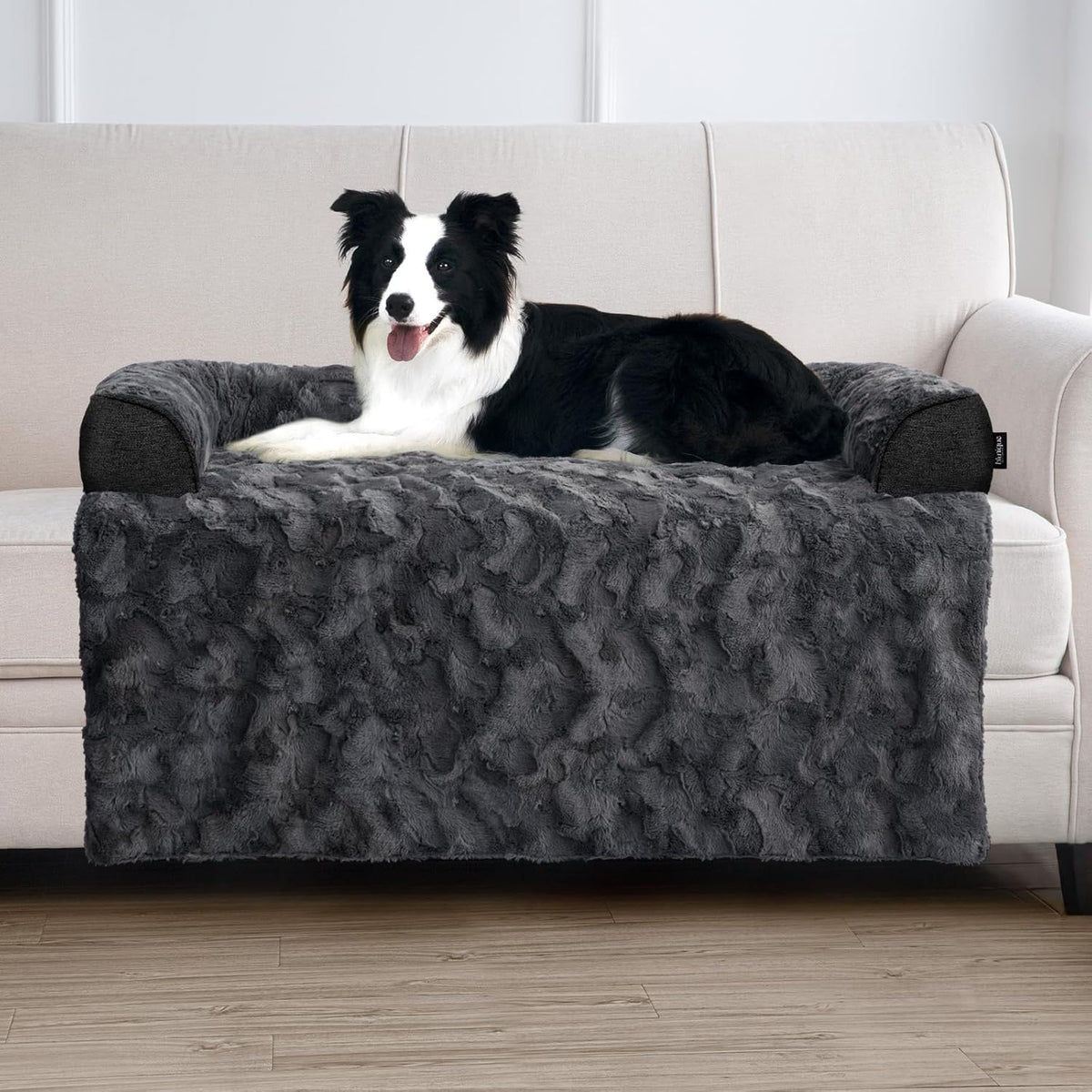 Calming Dog Couch Bed for Large Dogs, 41 x 37 inch Waterproof Removable Dogs Mat Couch Cover for Furniture Protector, Non-Slip Fluffy Pelsbarn Dog Bed for Couch, Sofa, Outdoor - Tie-Dye Khaki