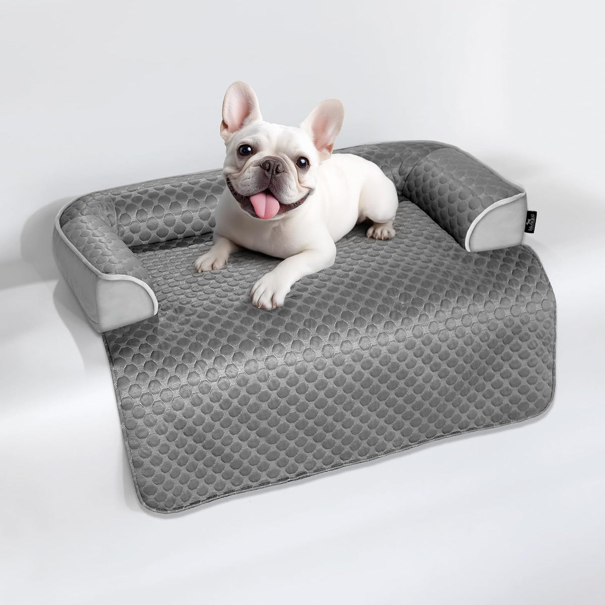 Calming Dog Couch Bed for Large Dogs, 41 x 37 inch Waterproof Removable Dogs Mat Couch Cover for Furniture Protector, Non-Slip Fluffy Pelsbarn Dog Bed for Couch, Sofa, Outdoor - Tie-Dye Khaki