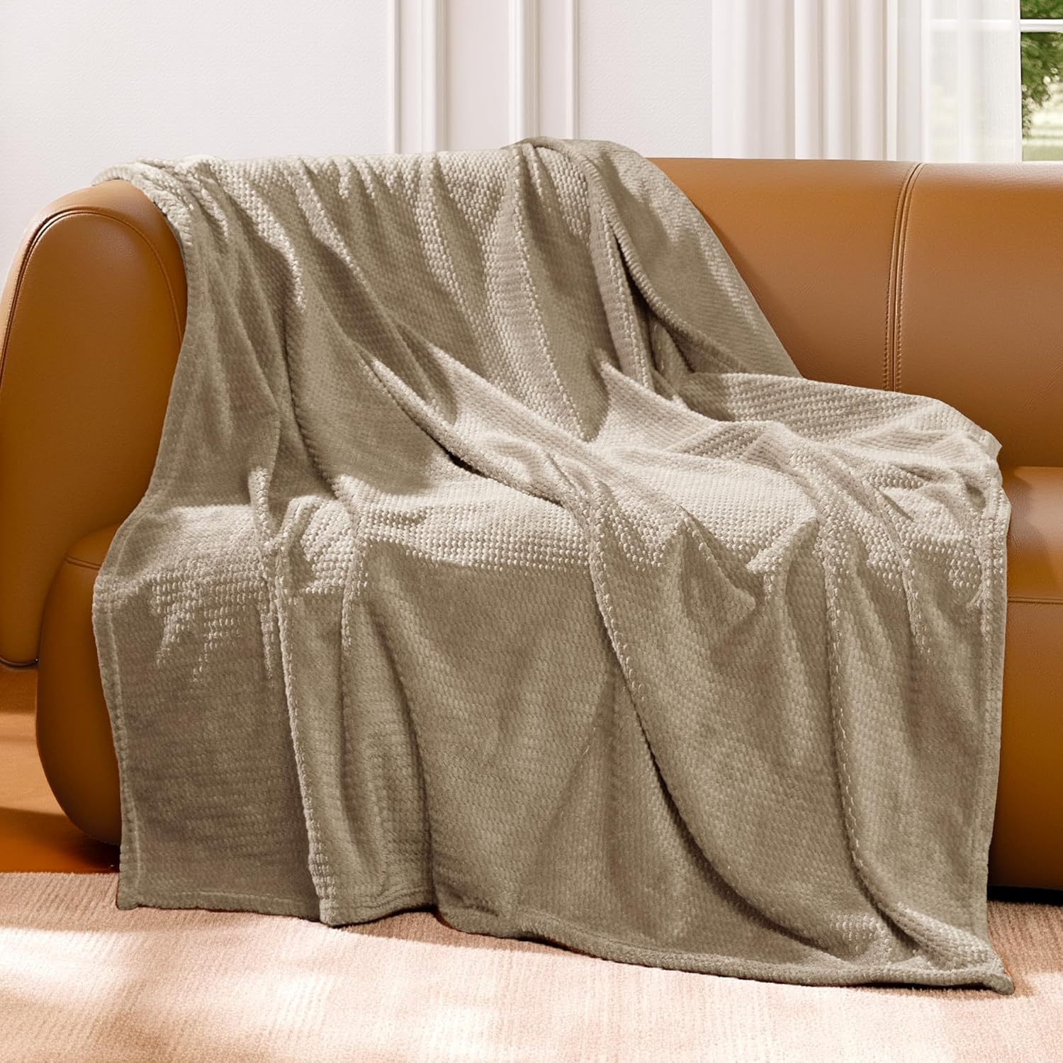 Fleece Throw Blanket for Couch Plush Warm Blankets for Bed, Fuzzy Cozy Flannel Blanket Throw for Sofa, Travel Jacquard Pattern Yellow 51x63 Inches - blunique