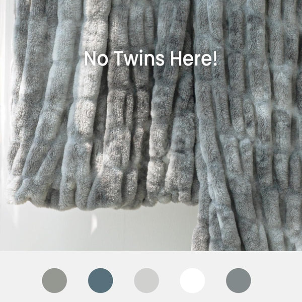 Faux Fur Blanket, Throw Blanket for Couch, Fluffy Blanket with Stretch Ruched Design, Ultra Soft Giftable Home Decor, 50x60 inches, Tie-Dyed in Gray