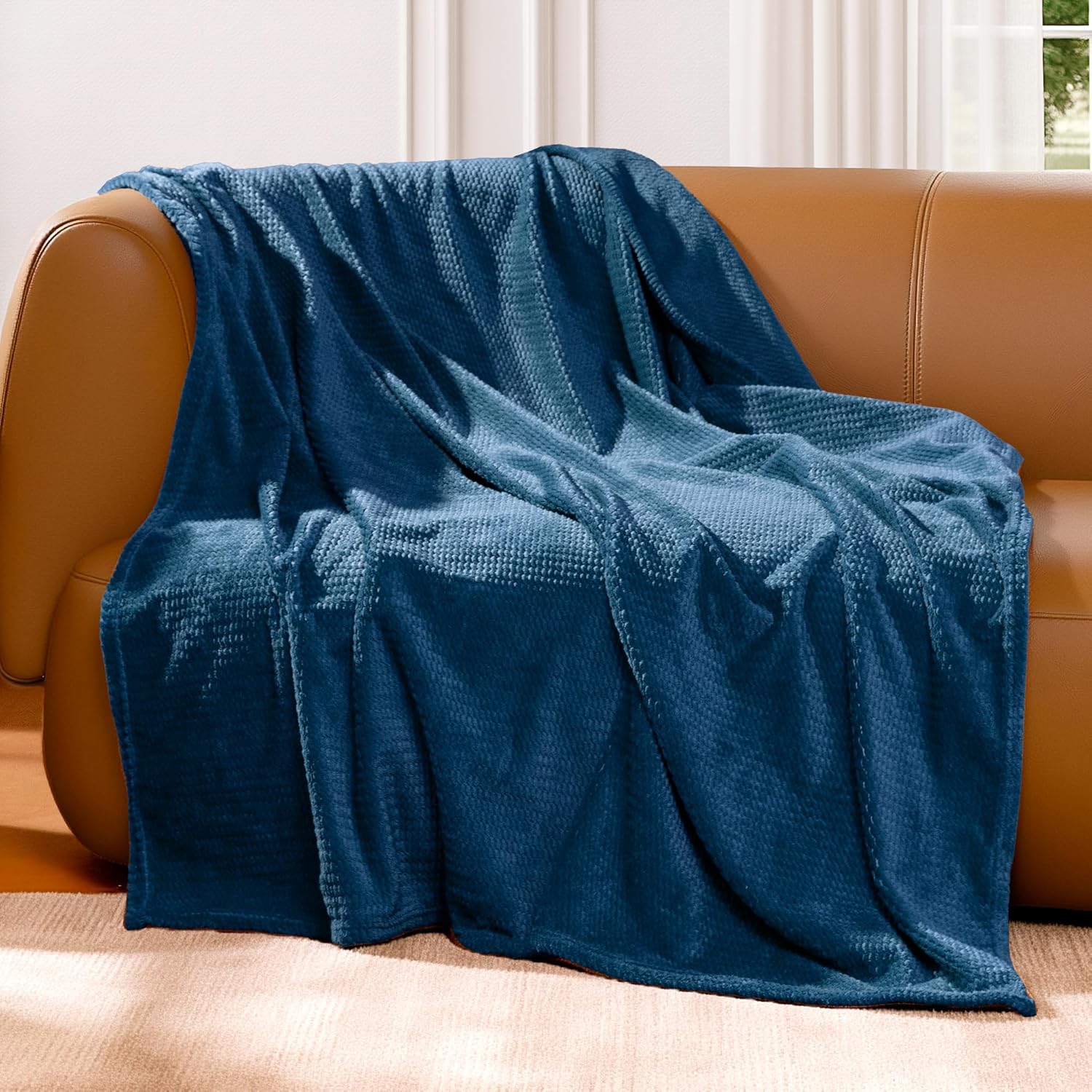 Fleece Throw Blanket for Couch Plush Warm Blankets for Bed, Fuzzy Cozy Flannel Blanket Throw for Sofa, Travel Jacquard Pattern Yellow 51x63 Inches - blunique