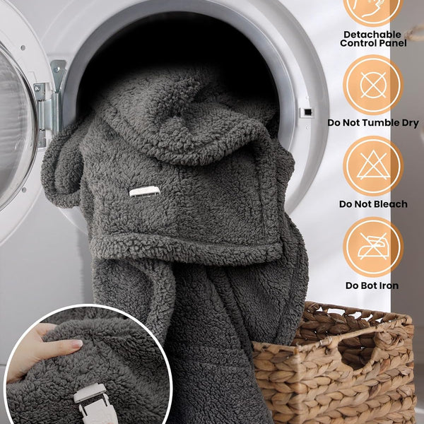 Electric Blanket,Heated Throw Soft Double Sherpa Super Cozy with 6 Fast Heating Levels & 2-4 Hours Auto-Off, Over-Heat Protection, Machine Washable
