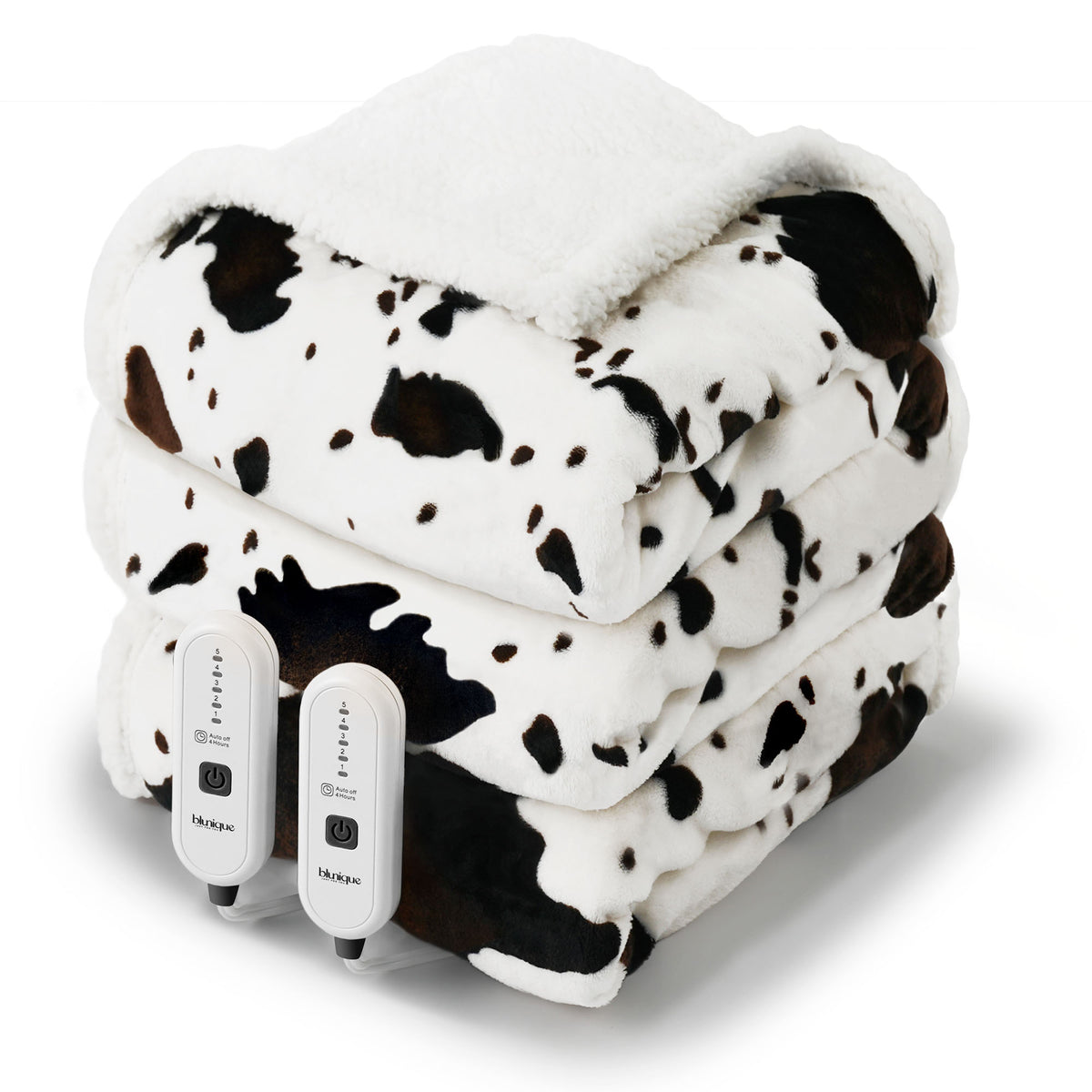 blunique - Cow Print Heated Throw Blanket 84x90inch