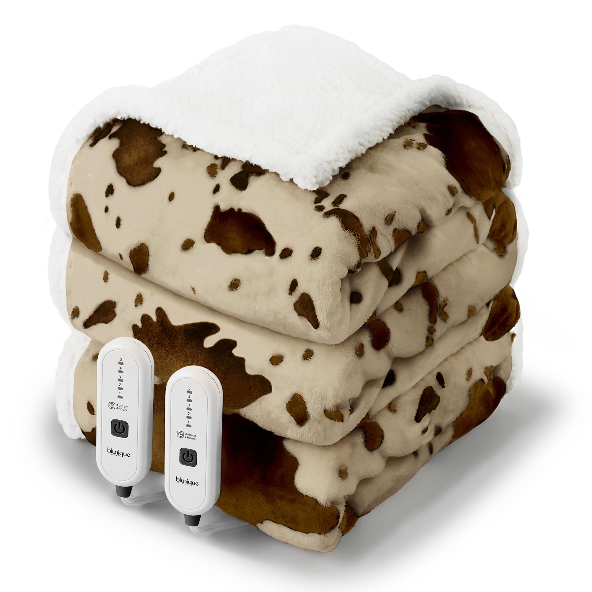 Cow print heated blanket sale