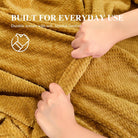 Fleece Throw Blanket for Couch Plush Warm Blankets for Bed, Fuzzy Cozy Flannel Blanket Throw for Sofa, Travel Jacquard Pattern Yellow 51x63 Inches - blunique