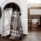 Reversible Plaid Throw Blanket for Couch, Super Soft Cozy Warm Knit Netural Decorative Fluffy Throw Blankets, Microfiber Throws Blanket for Sofa Bed Chair Living Room, 50x72 Inches Dark Taupe - Blunique