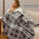 Reversible Plaid Throw Blanket for Couch, Super Soft Cozy Warm Knit Netural Decorative Fluffy Throw Blankets, Microfiber Throws Blanket for Sofa Bed Chair Living Room, 50x72 Inches Dark Taupe - Blunique