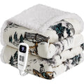 Animal Print Double-Sided Flannel Sherpa Heated Blanket