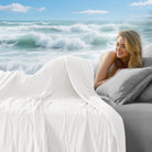 Cooling comforter for hot sleepers on bed