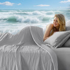 Cooling comforter for hot sleepers on bed
