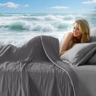 Cooling comforter for hot sleepers on bed