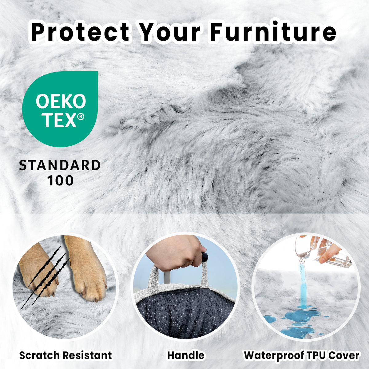 blunique - Dog Couch Bed - Faux Fur - Waterproof Pet Mat - Couch Cover for Furniture
