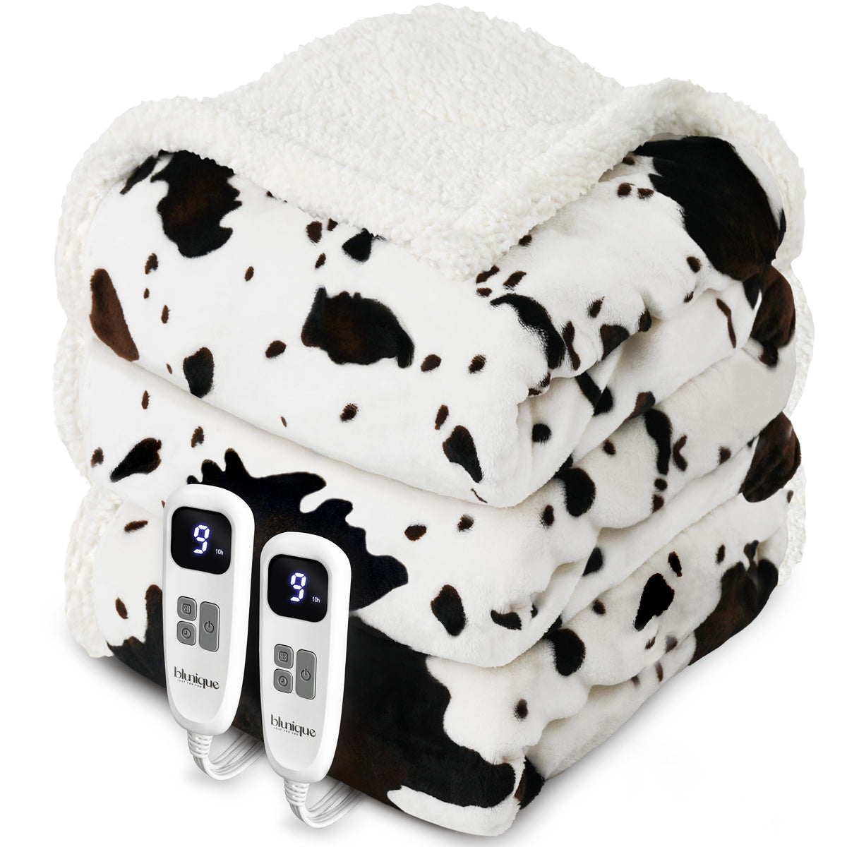 blunique - Cow Print Electric Heated Throw & Blanket