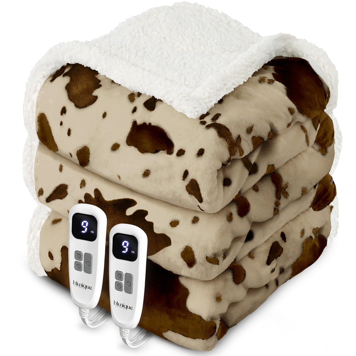 blunique - Cow Print Electric Heated Throw & Blanket