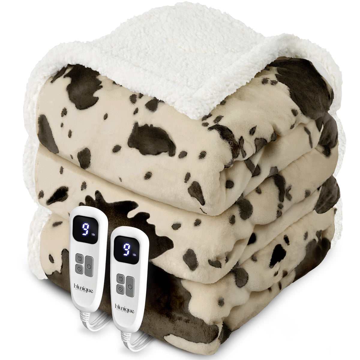 blunique - Cow Print Electric Heated Throw & Blanket