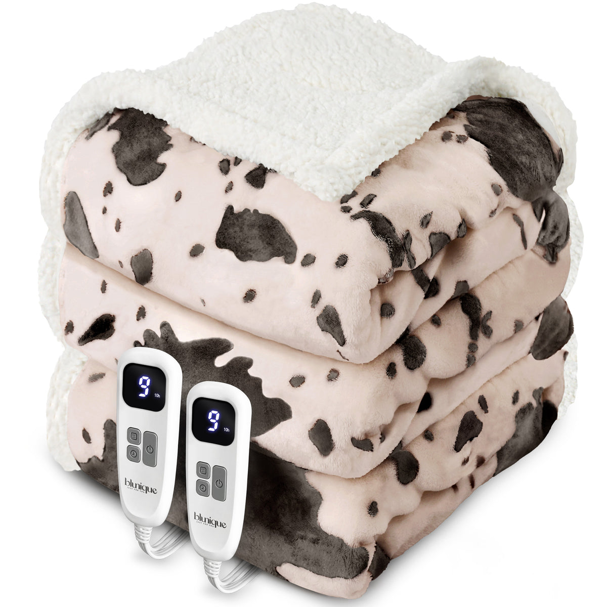 blunique - Cow Print Electric Heated Throw & Blanket