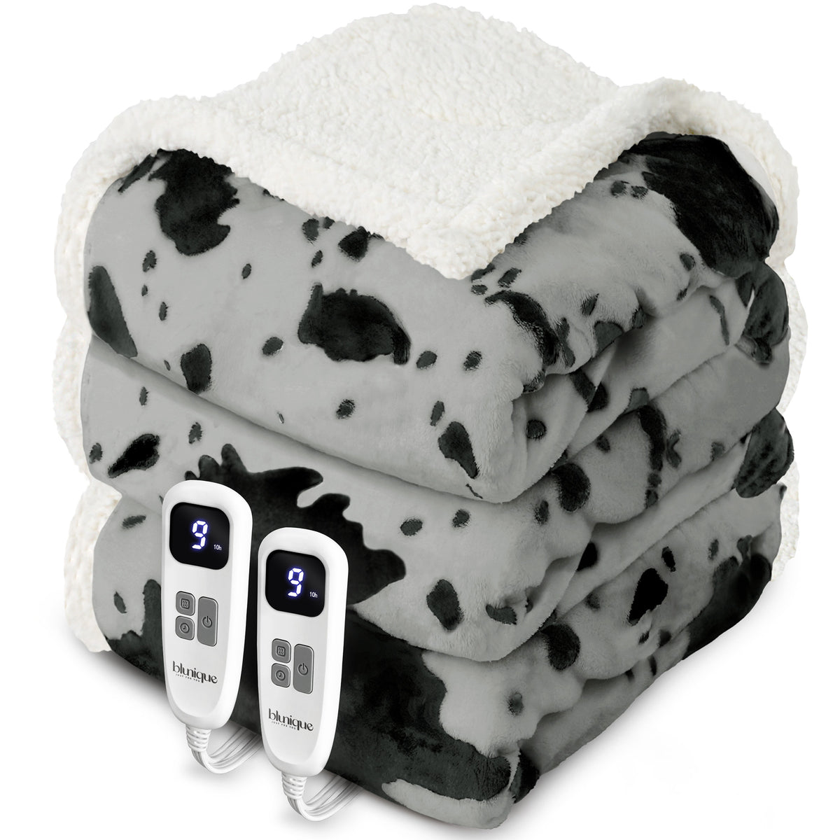 blunique - Cow Print Electric Heated Throw & Blanket