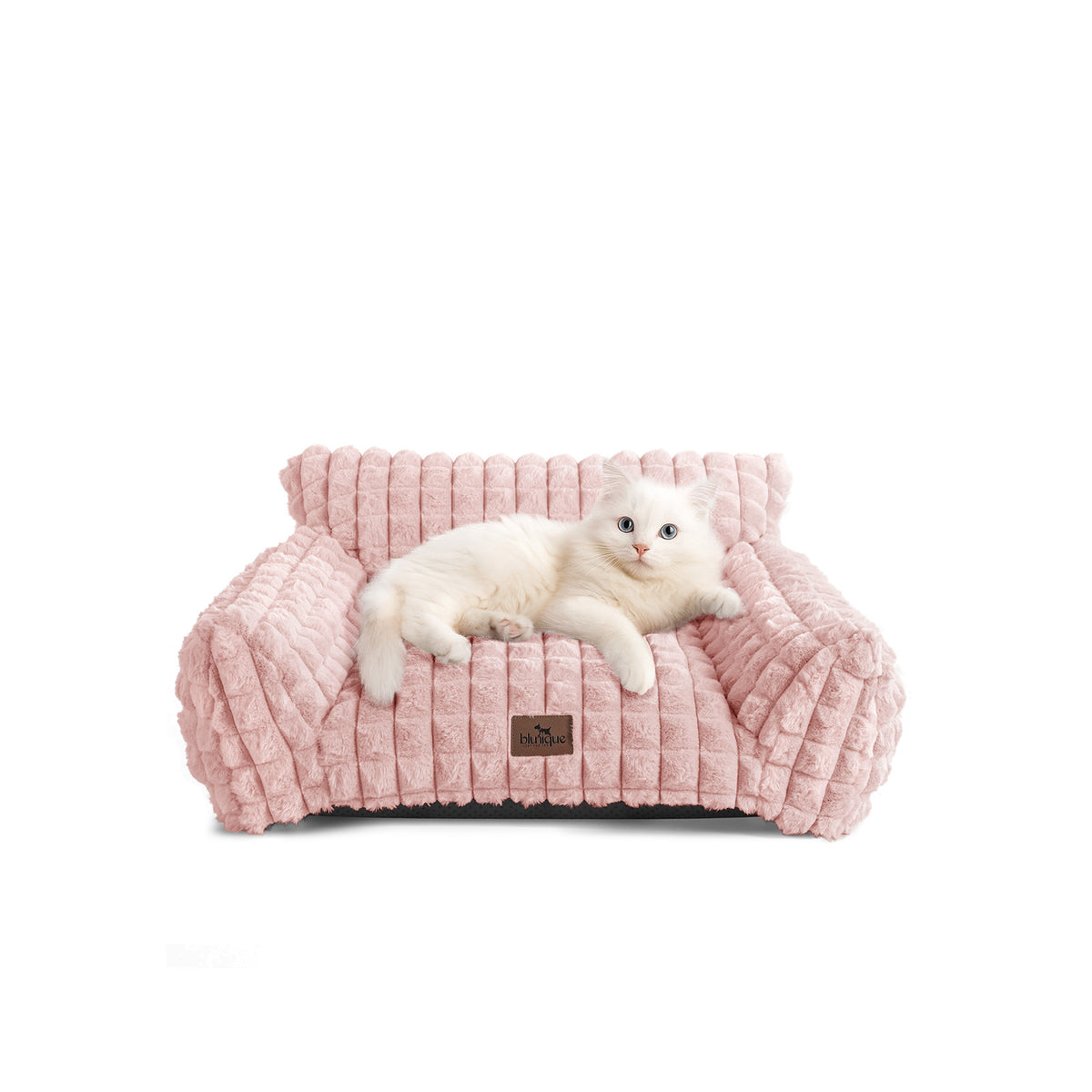 blunique - Cute Cat Couch Bed Supportive & Fluffy Pet Sofa in 3D Diamond Pattern