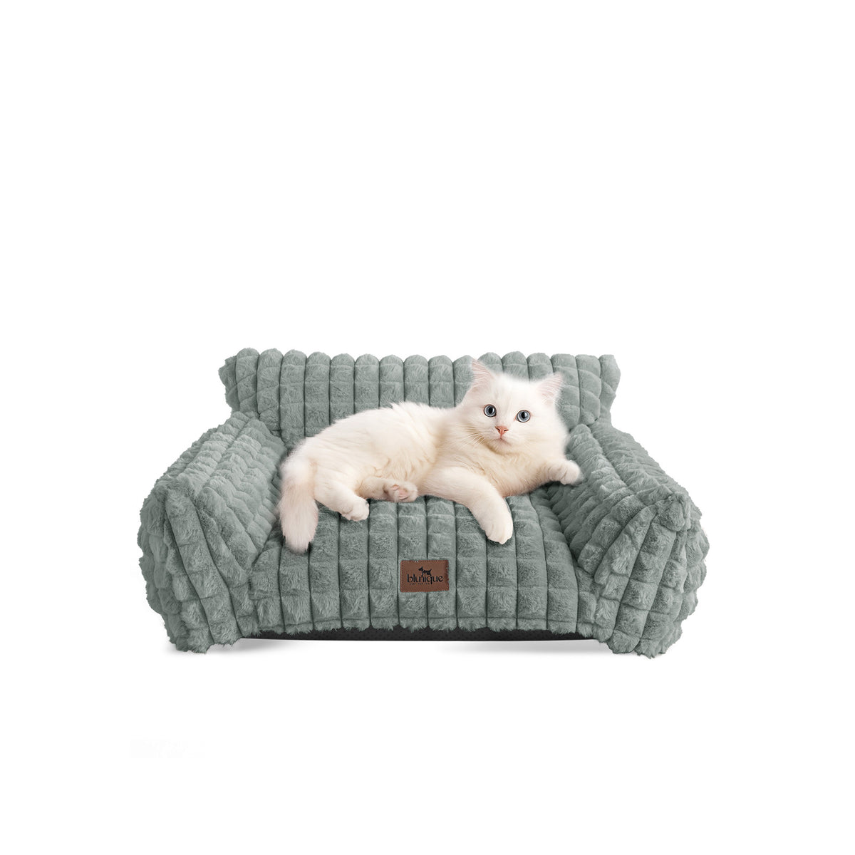 blunique - Cute Cat Couch Bed Supportive & Fluffy Pet Sofa in 3D Diamond Pattern