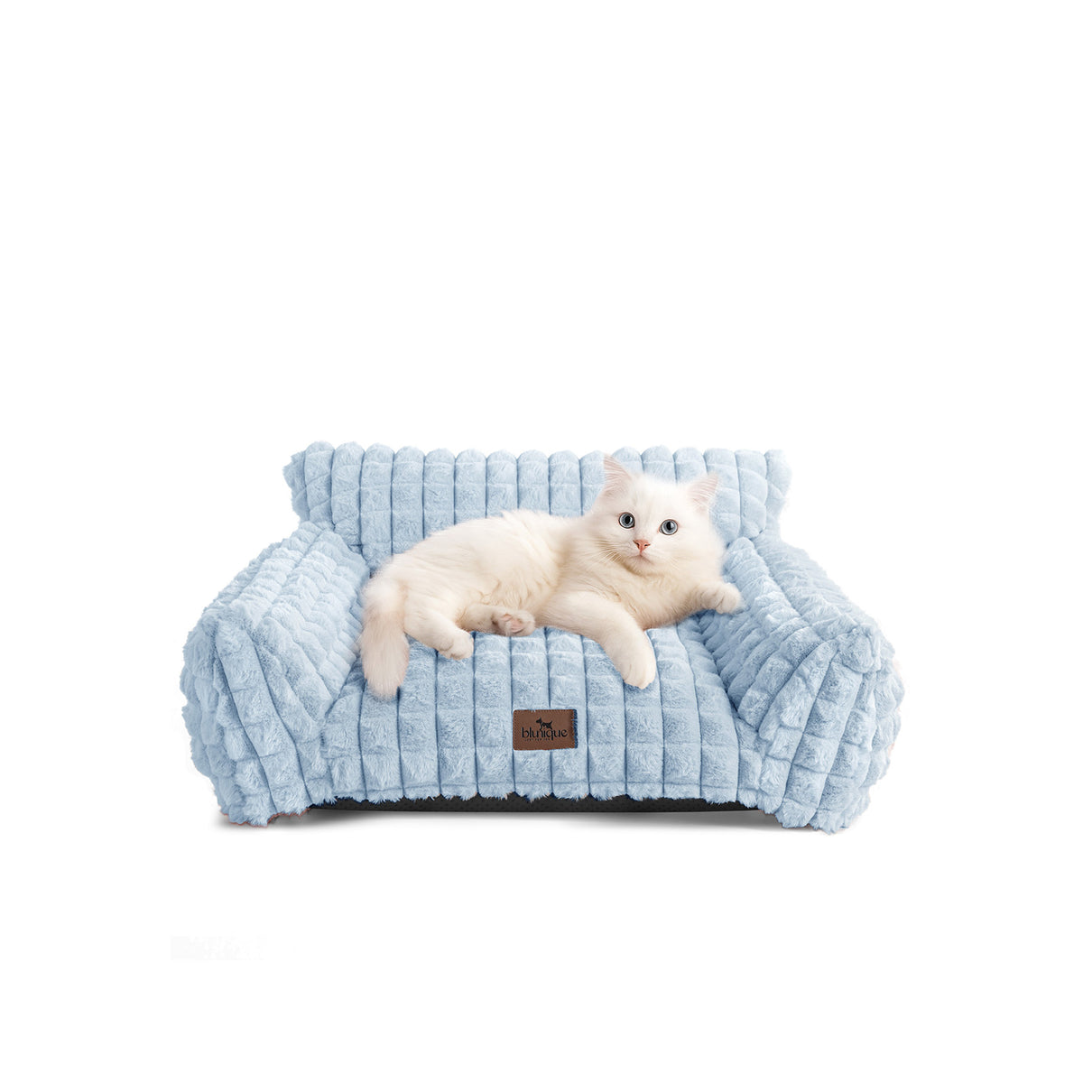 blunique - Cute Cat Couch Bed Supportive & Fluffy Pet Sofa in 3D Diamond Pattern