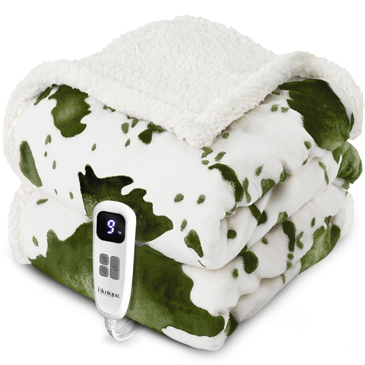 blunique - Cow Print Electric Heated Throw & Blanket