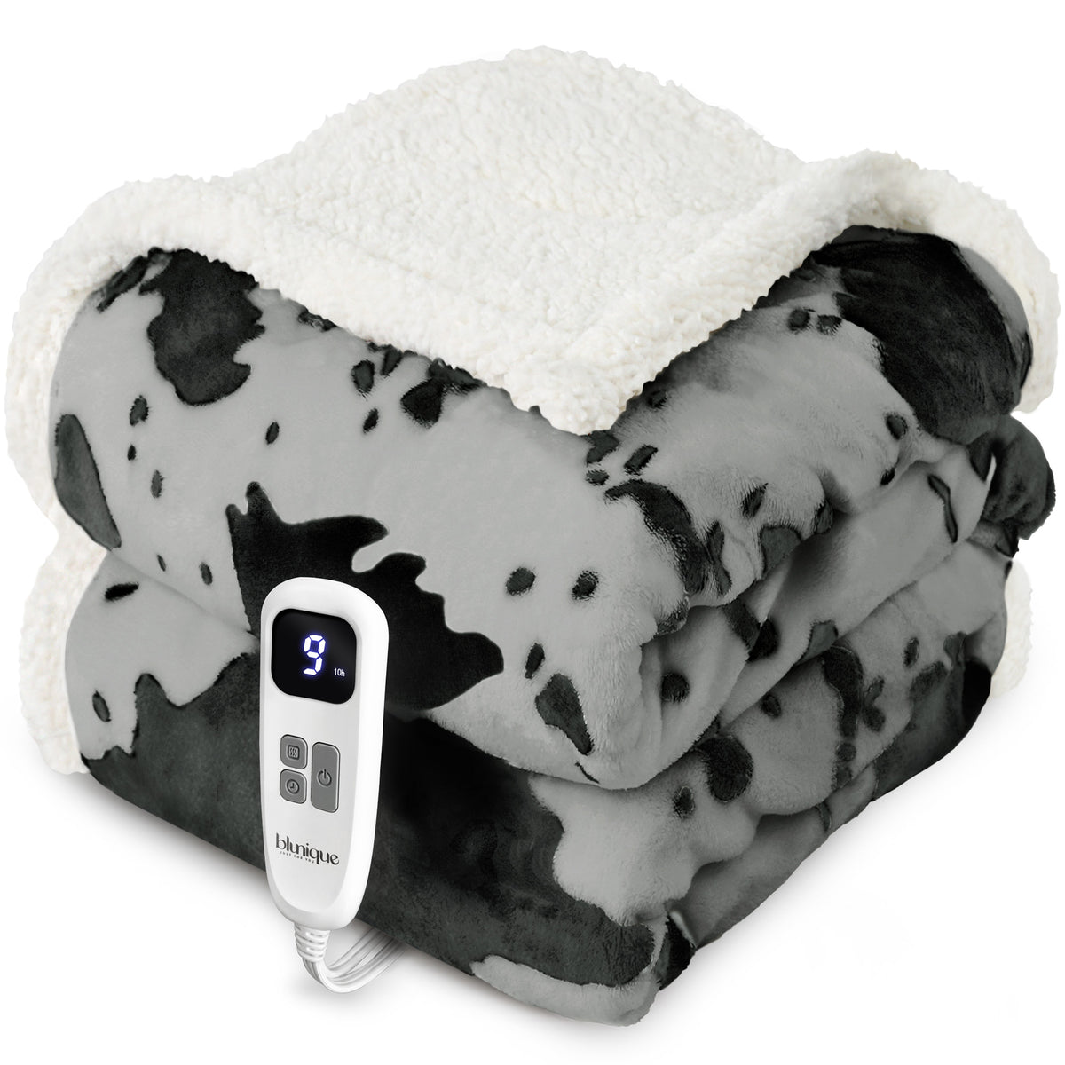blunique - Cow Print Electric Heated Throw & Blanket