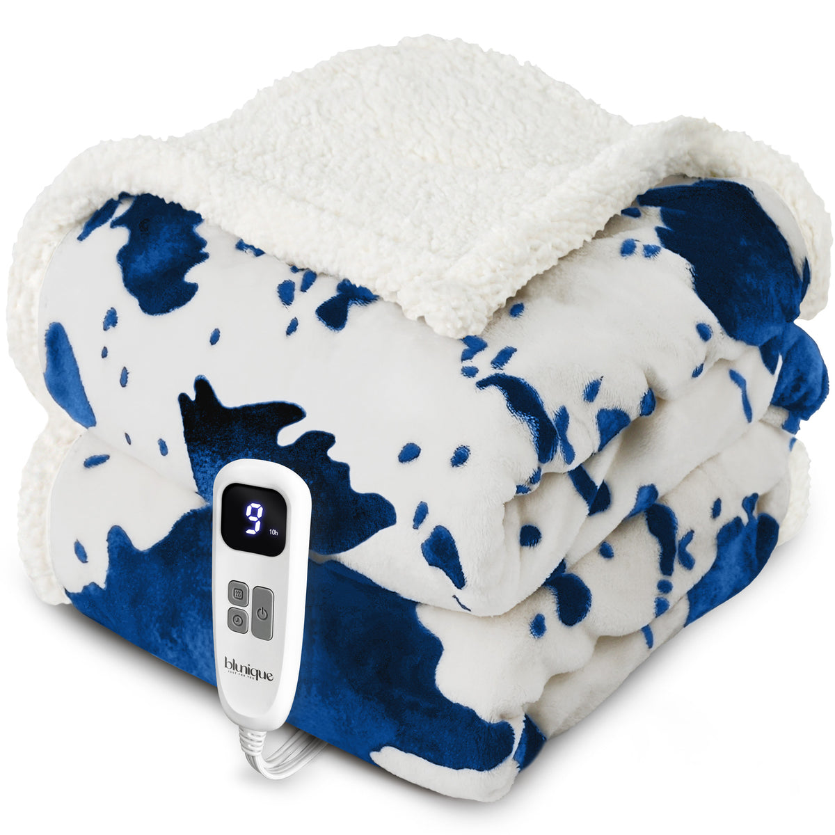 blunique - Cow Print Electric Heated Throw & Blanket