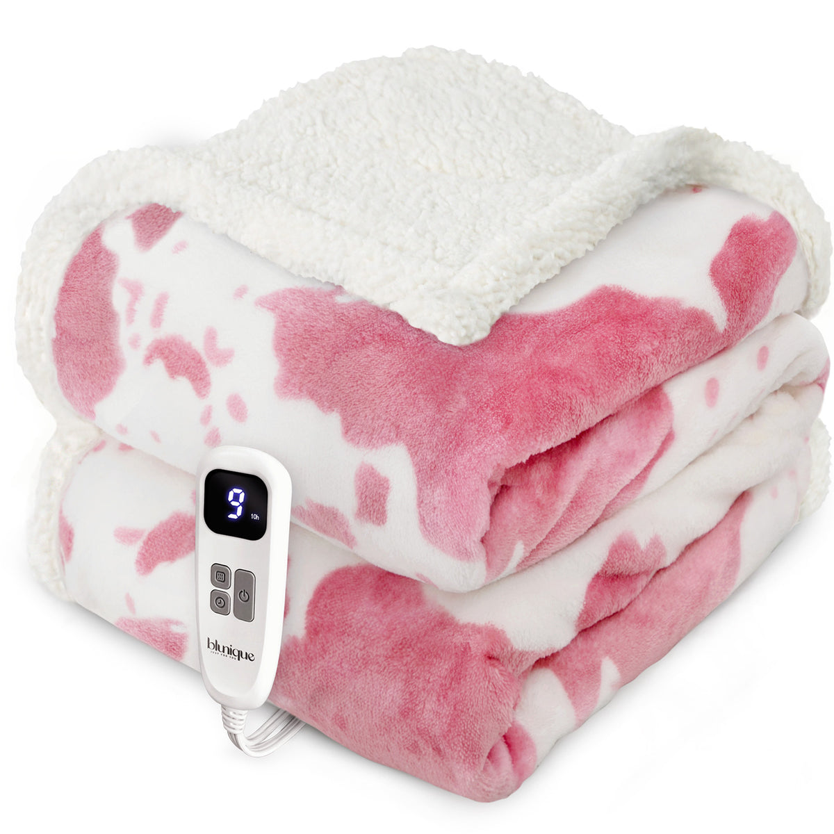 blunique - Cow Print Electric Heated Throw & Blanket