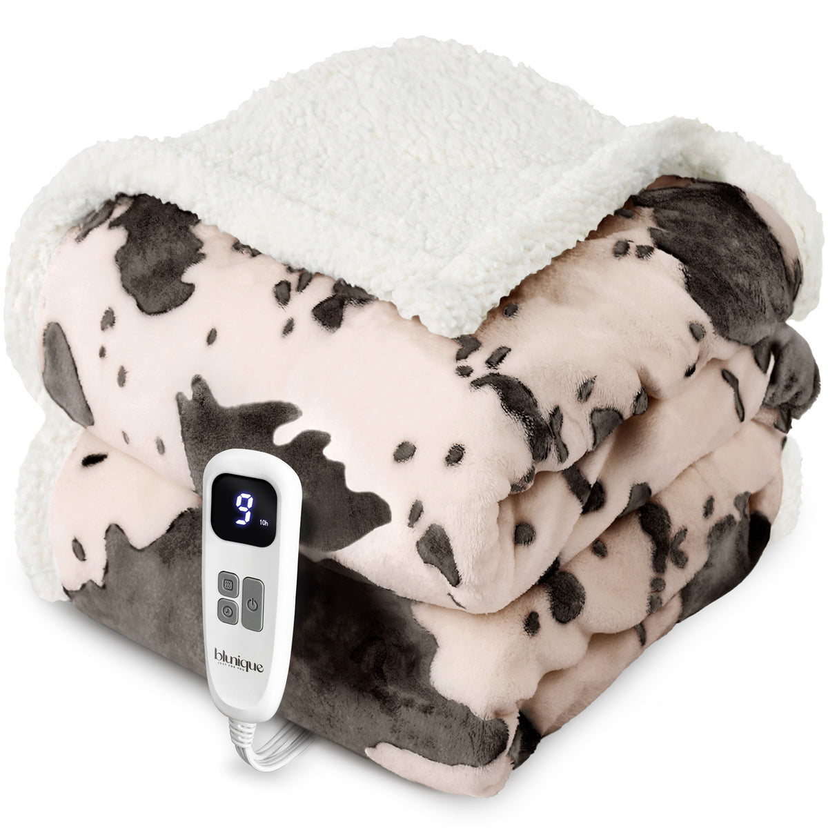 blunique - Cow Print Electric Heated Throw & Blanket