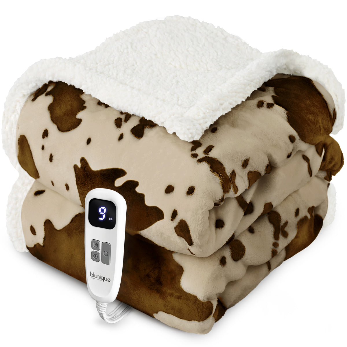 blunique - Cow Print Electric Heated Throw & Blanket