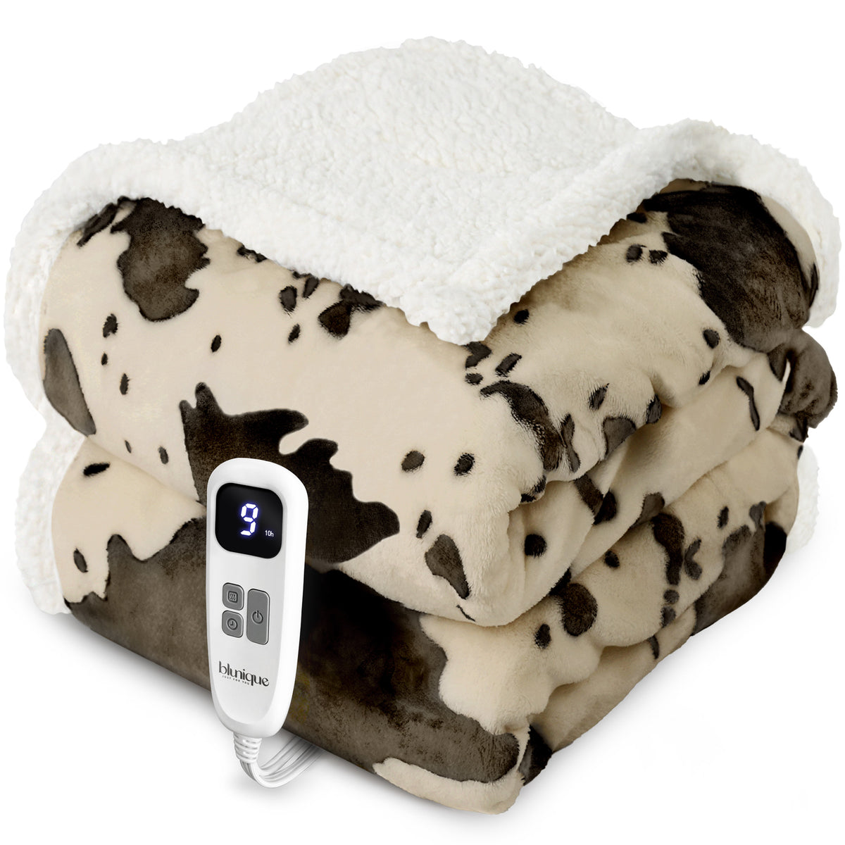 blunique - Cow Print Electric Heated Throw & Blanket