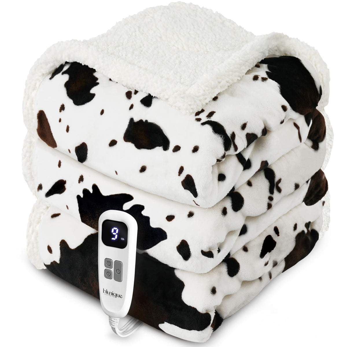 blunique - Cow Print Electric Heated Throw & Blanket
