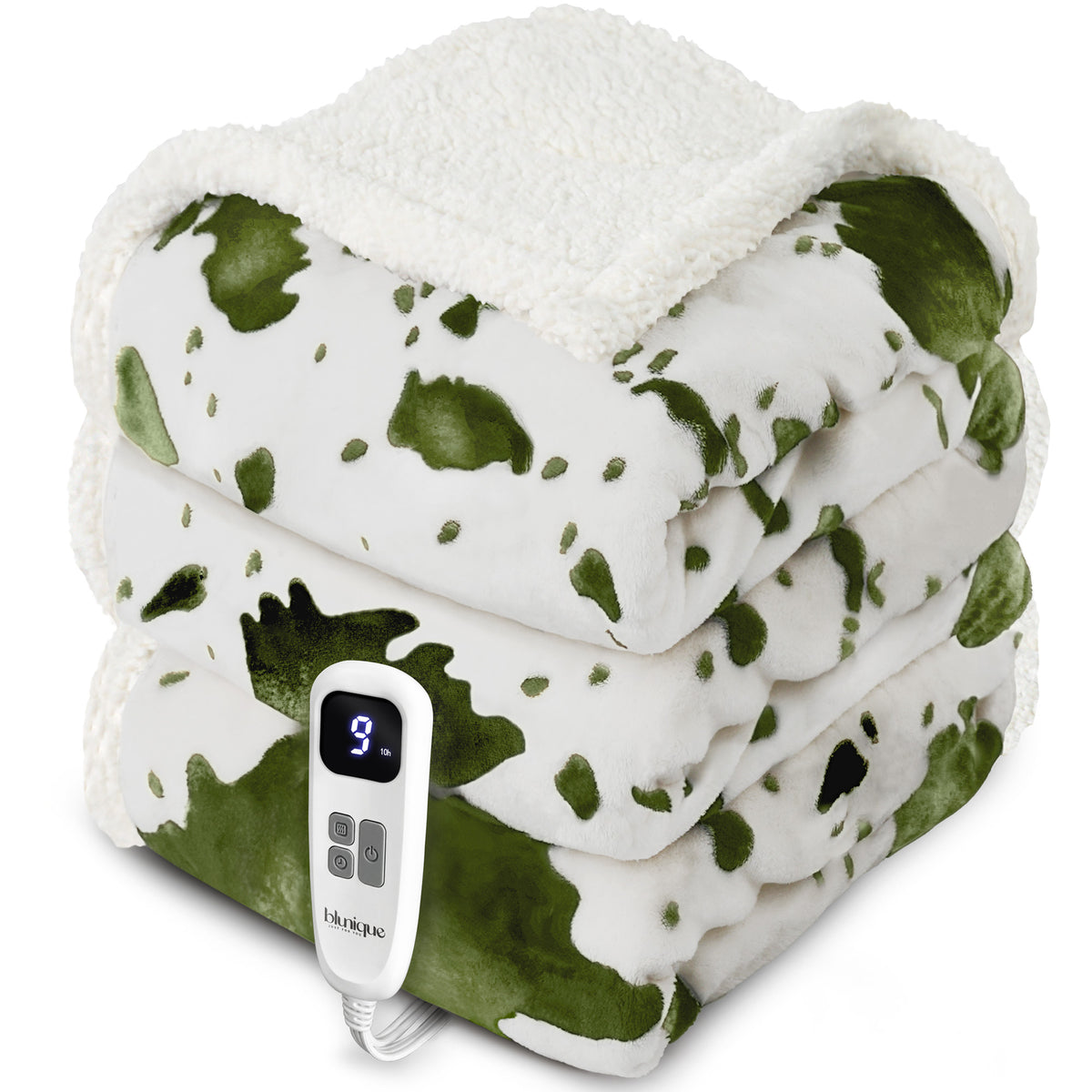 blunique - Cow Print Electric Heated Throw & Blanket