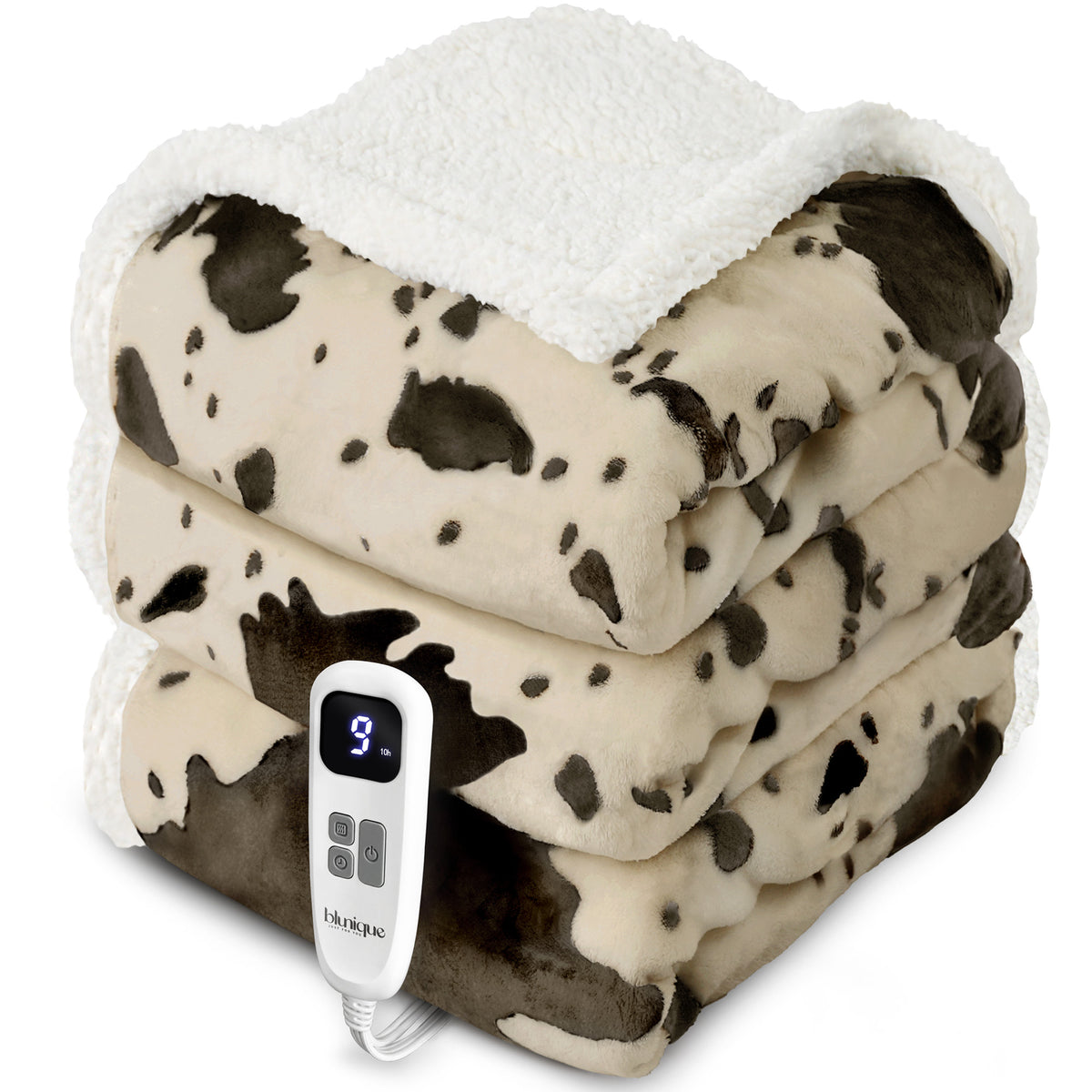 blunique - Cow Print Electric Heated Throw & Blanket